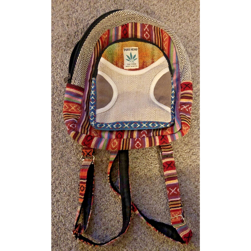 Pure Hemp Backpack Bag Recycle Hemp Eco-Friendly Multicolor THC FREE Handmade